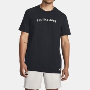 New Under Armour Shirt Men's Project Rock Heavyweight Black Short Sleeve Sz M